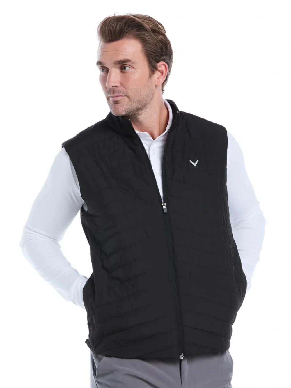 NWT Callaway Men’s Quilted Puffer Full-Zip Golf Vest - Black Size M